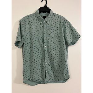 J Crew Slim Button Down Short Sleeve Pineapple All Over Print Preppy Men's Sz XL